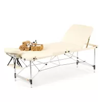 Стол массажный MET Comfort A3, артикул 18465, 3-х секционный складной алюминиевый, кремовый