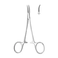 Зажим кровоостанавливающий Москит изогнутый по плоскости для новорожденных 125 мм Hilbro 14.0085.12