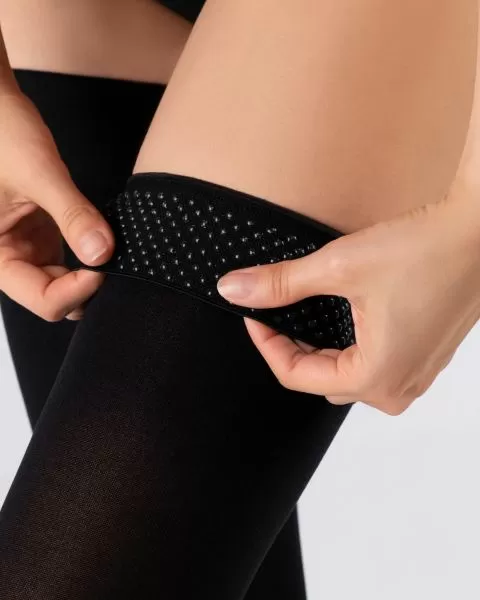 Чулки компрессионные OFA BAMBERG Classic унисекс 1 класс компрессии с открытым носком и гладкой резинкой цвет черные 