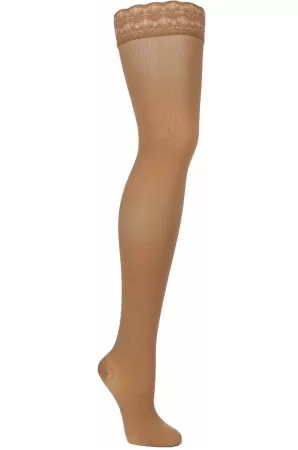 Чулки компрессионные Интекс Fleur женские 1 класс компрессии с закрытым носком и кружевной резинкой полупрозрачные бежевые