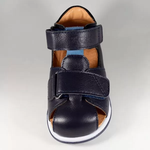 Сандалии ортопедические детские TWIKI TW-234-2 кожаные с закрытым носом цвет синий комбинированный 