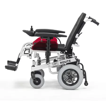 Кресло-коляска с электроприводом МЕТ ROUTE 14, амортизирующей подвеской и регулируемой шириной сиденья 43-55 см