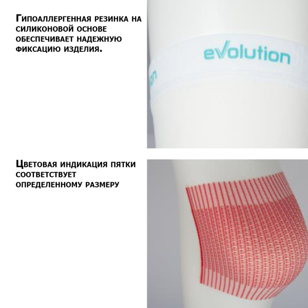 Чулки компрессионные Evolution TK.933E унисекс 1 класс компрессии антиэмболические для операции белые 